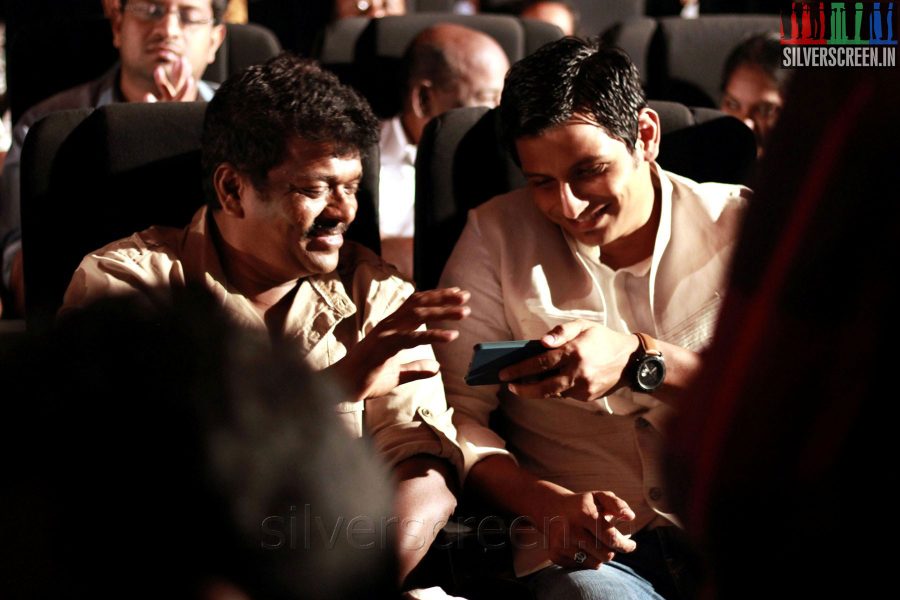 Actor Director R Parthiepan and Jiiva at the Endrendrum Punnagai Audio Launch