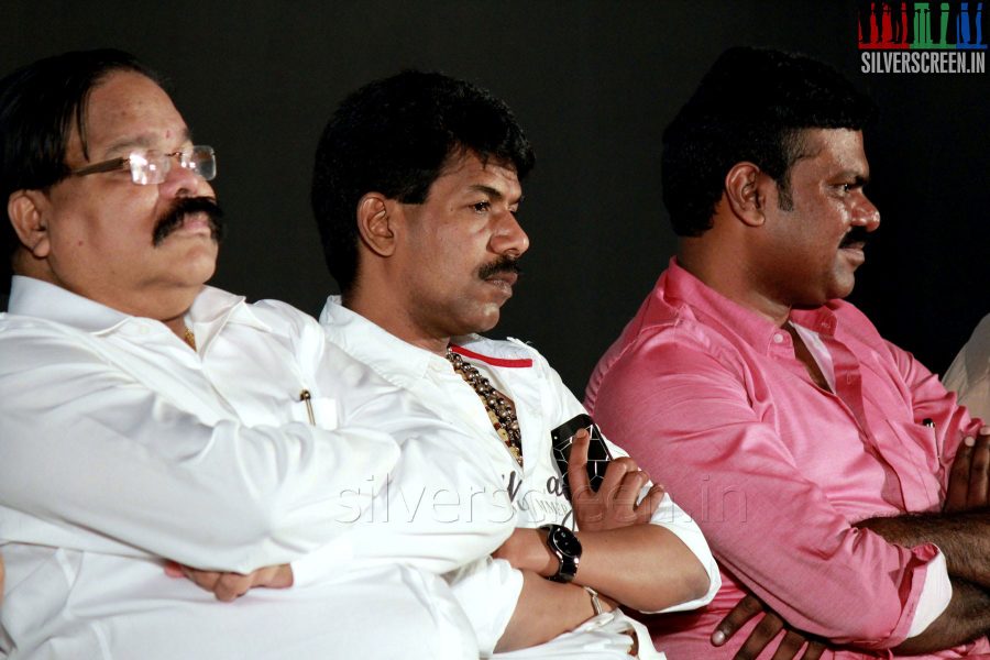 Producers Dr V Ramadoss, GKM Tamil Kumaran and Director Bala at the Endrendrum Punnagai Audio Launch
