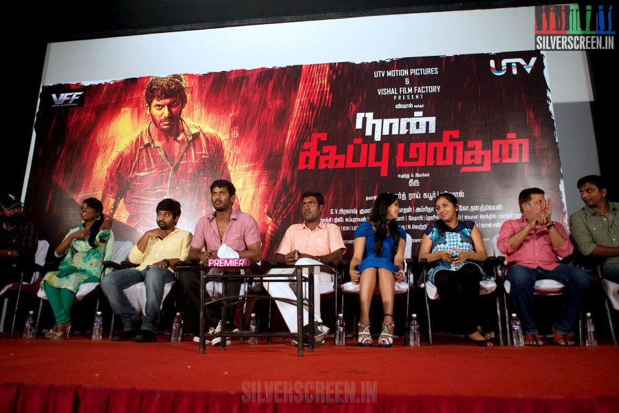 Naan Sigappu Manithan Press Meet with Vishal, Lakshmi Menon and Iniya