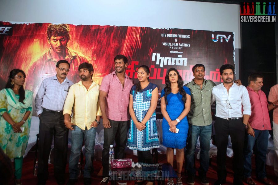 Naan Sigappu Manithan Press Meet with Vishal, Lakshmi Menon and Iniya