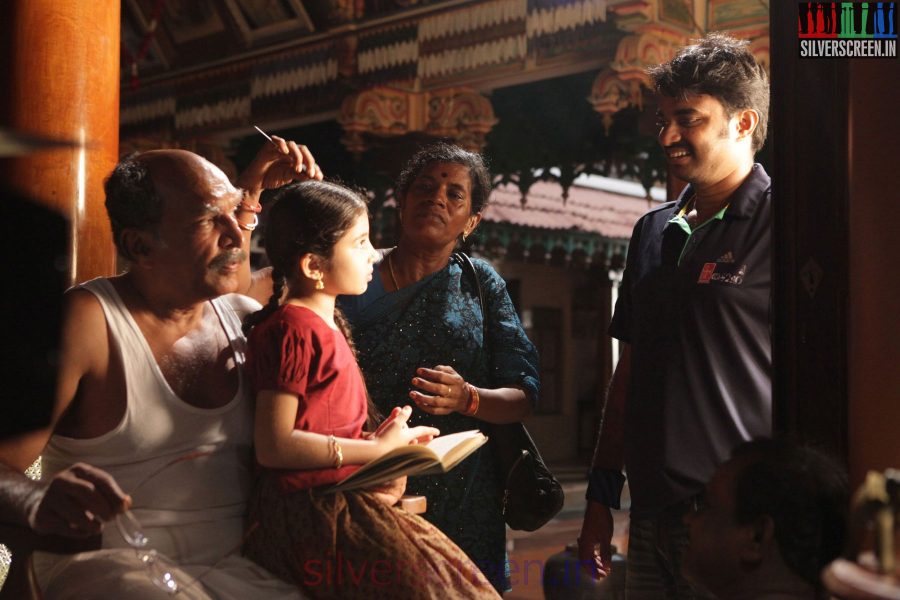 Sara Arjun, Director Vijay and Nasser in Saivam Movie Stills