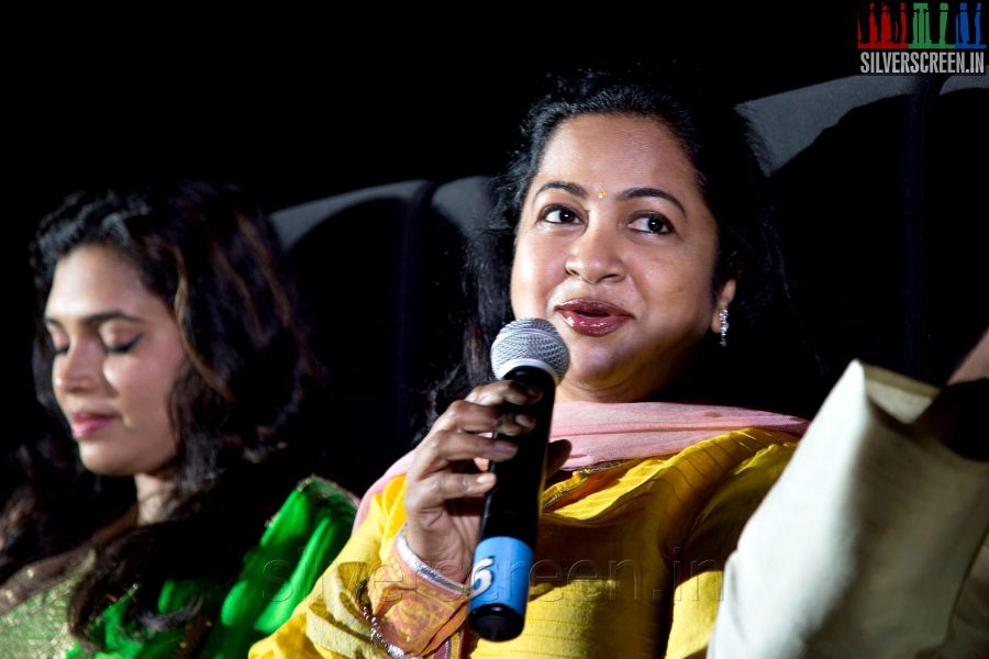 Actress Radhika and Ishara at the Sathuranga Vettai Audio Launch