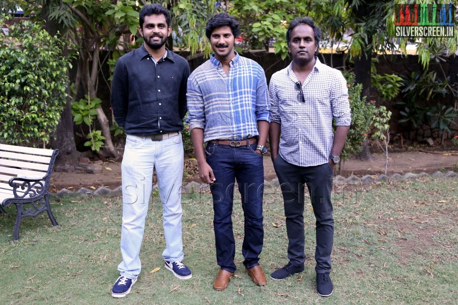 Dulquer Salman, Balaji Mohan and Producer S Sashikanth at the Vaayai Moodi Pesavum Press Meet