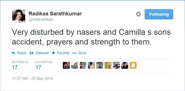 Radhikaa Sarathkumar  tweet screen shot