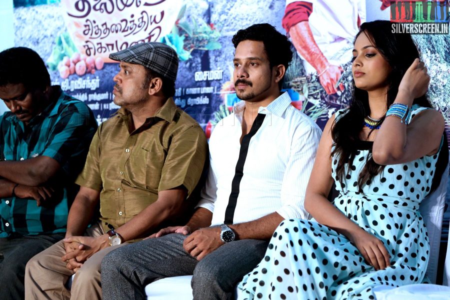 Actor Bharath, Actress Nandita and Thambi Ramaiah at the Aindhaam Thalaimurai Sidha Vaidhiya Sigamani Press Meet