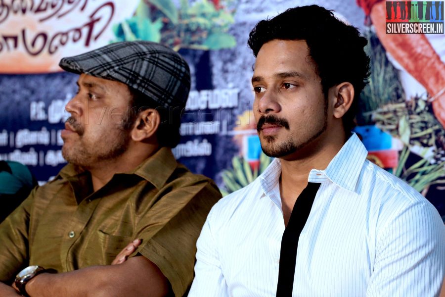 Actor Bharath and Thambi Ramaiah at the Aindhaam Thalaimurai Sidha Vaidhiya Sigamani Press Meet