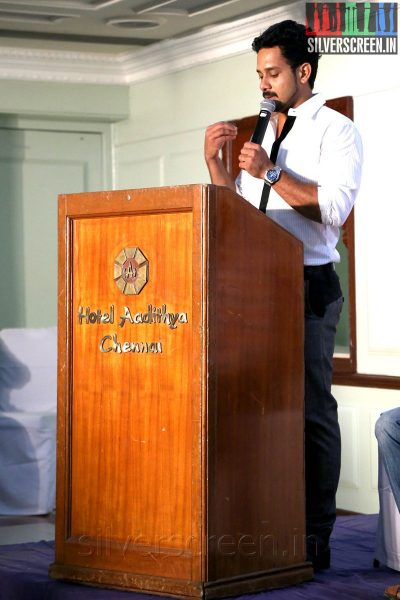 Actor Bharath at the Aindhaam Thalaimurai Sidha Vaidhiya Sigamani Press Meet