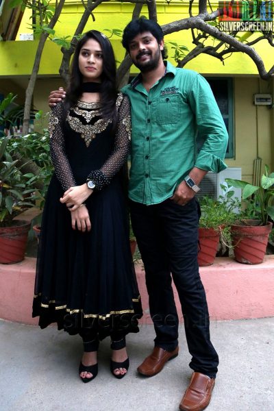 Actress Sanyathara and Vishnupriyan at the Angali Pangali Audio Launch