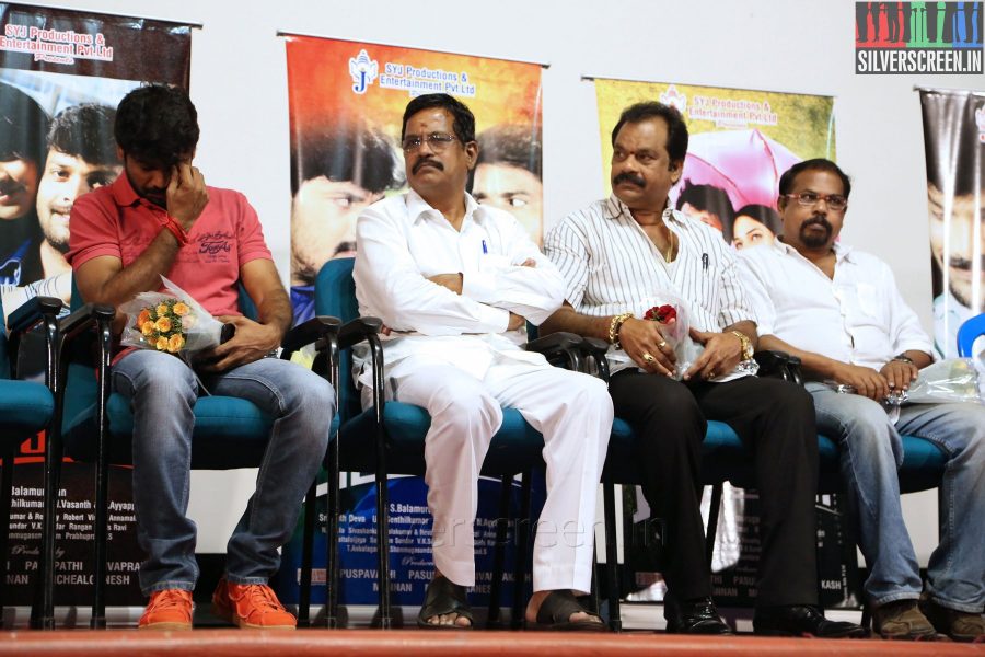 Actor Ramakrishnan and Kalaipuli S Thanu at the Angali Pangali Audio Launch