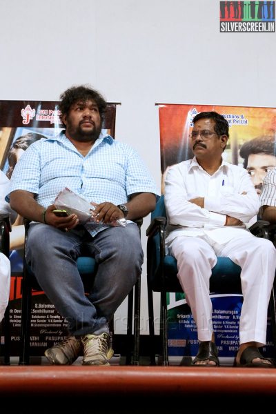 Music Director Srikanth Deva and Kalaipuli S Thanu at the Angali Pangali Audio Launch