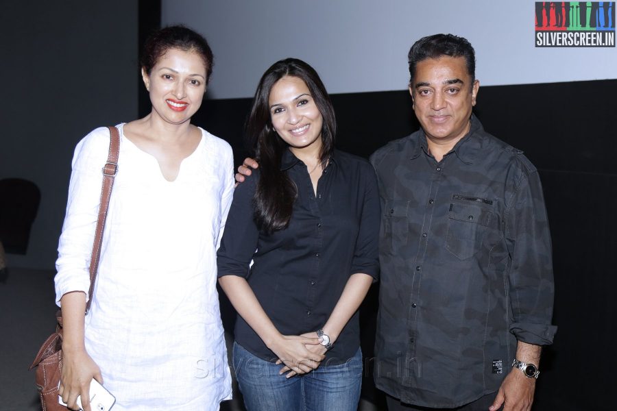 Kamal Haasan, Soundarya Rajinikanth and Gouthami at the Kochadaiiyaan Preview Show