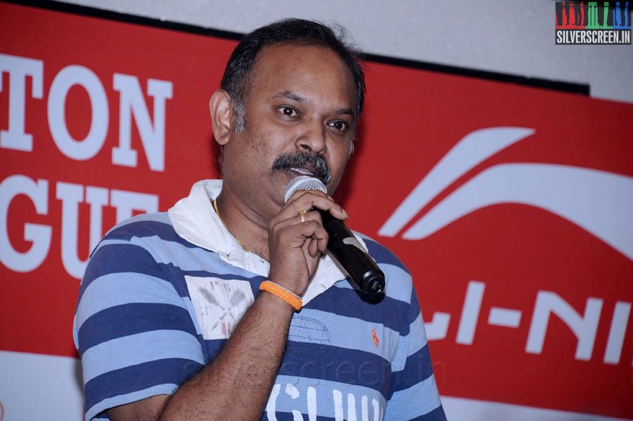 Director Venkat Prabhu at the 2014 Indian Badminton Celebrity League Launch