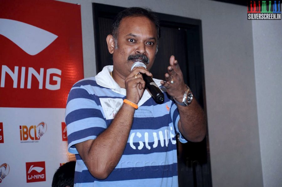 Director Venkat Prabhu at the 2014 Indian Badminton Celebrity League Launch