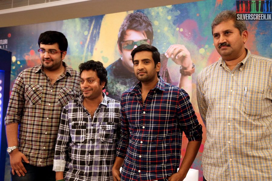 Comedian Actor Santhanam, Music Director Siddarth Vipin at the Vallavanukku Pullum Ayutham Press meet