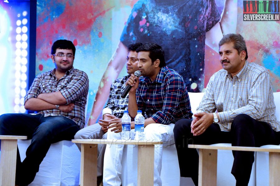 Comedian Actor Santhanam, Music Director Siddarth Vipin at the Vallavanukku Pullum Ayutham Press meet