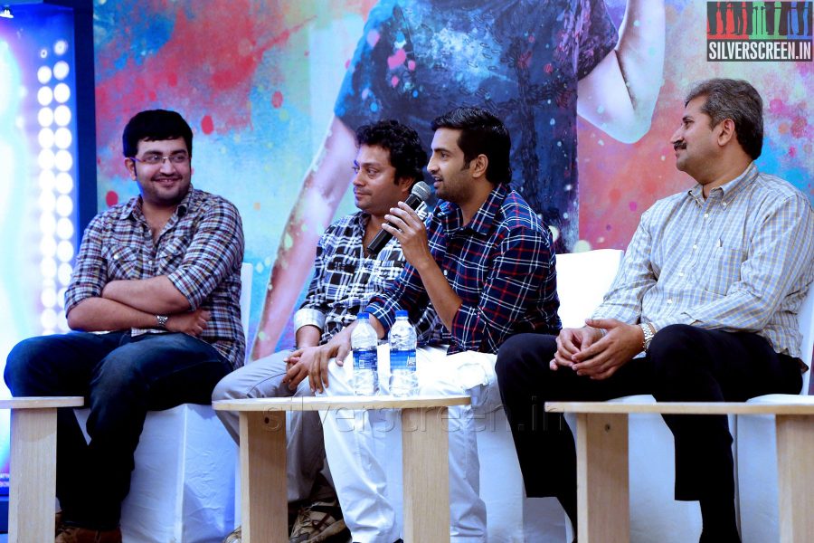 Comedian Actor Santhanam, Music Director Siddarth Vipin at the Vallavanukku Pullum Ayutham Press meet