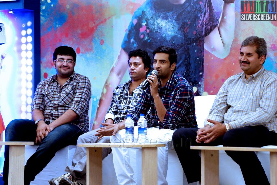 Comedian Actor Santhanam, Music Director Siddarth Vipin at the Vallavanukku Pullum Ayutham Press meet