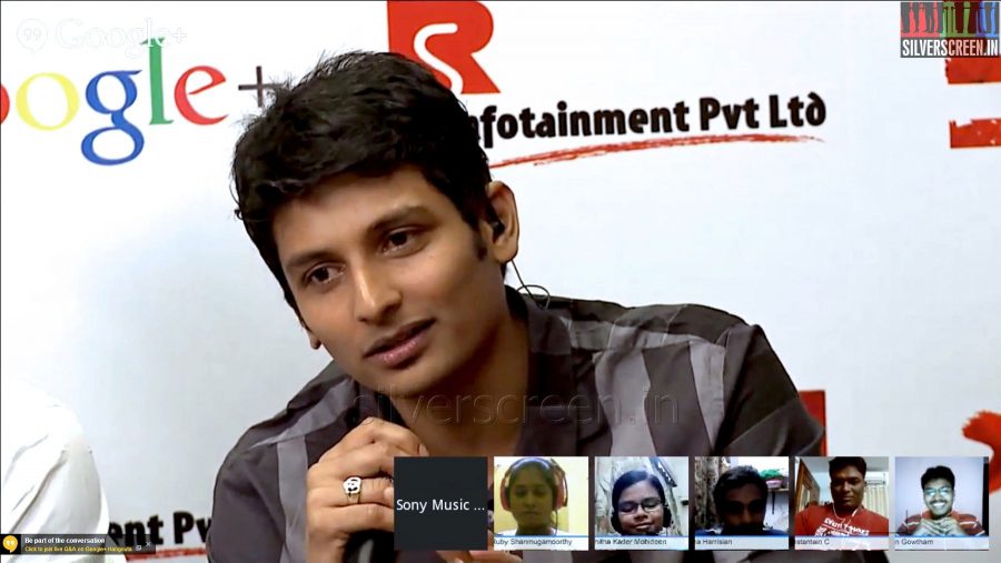 Actor Jiiva at the Yaan Audio Launch on Google Hangout