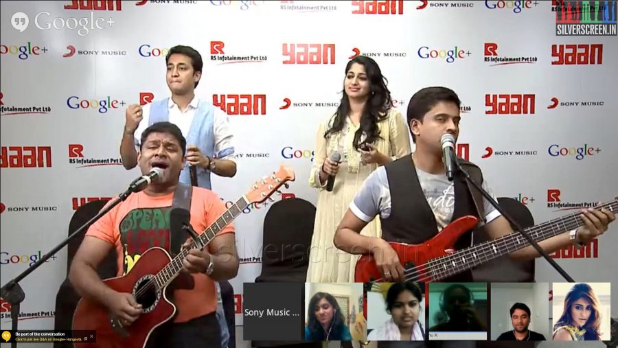 Singer Devan, VJ Divya Ajit at the Yaan Audio Launch on Google Hangout