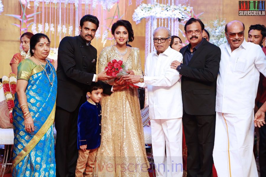 K Balachander at the Amala Paul Director Vijay Wedding Reception