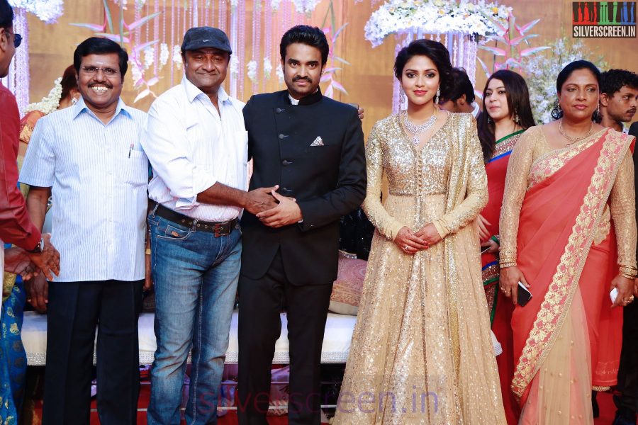 MS Bhaskar at the Amala Paul Director Vijay Wedding Reception