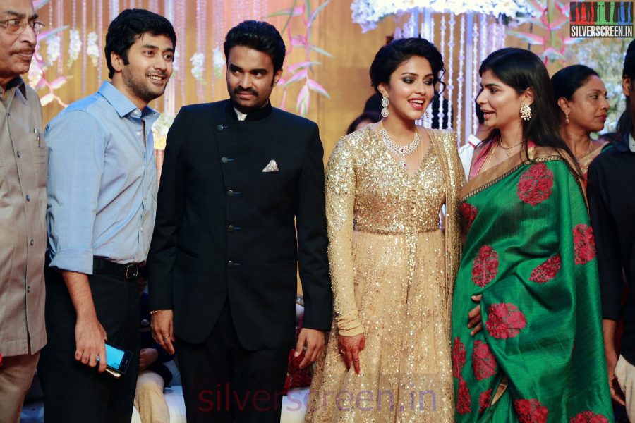 Chinmayi Sripada and Rahul Ravindran at the Amala Paul Director Vijay Wedding Reception