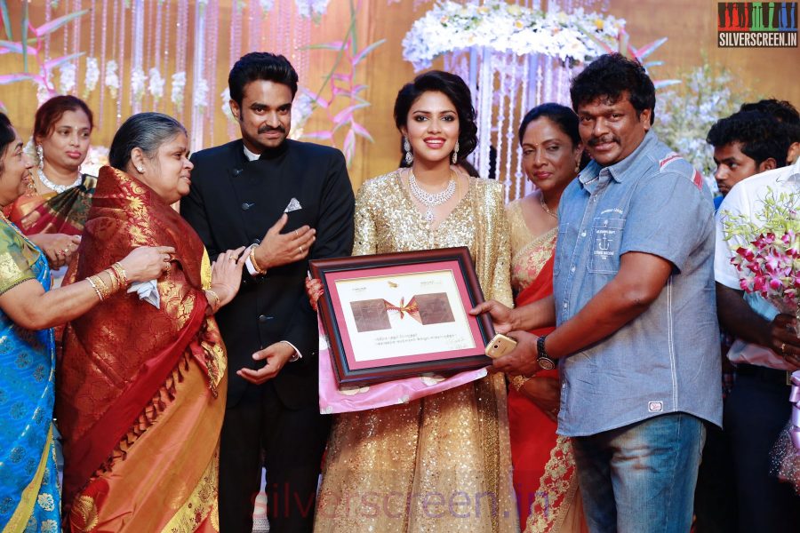 R Parthiepan at the Amala Paul Director Vijay Wedding Reception