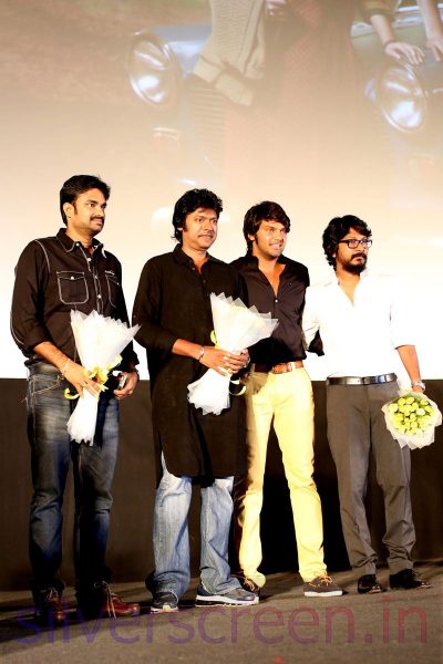 Director Vijay; Magizh Thirumeni; Vishnuvardhan and Actor Arya at the Amara Kaaviyam Audio Launch