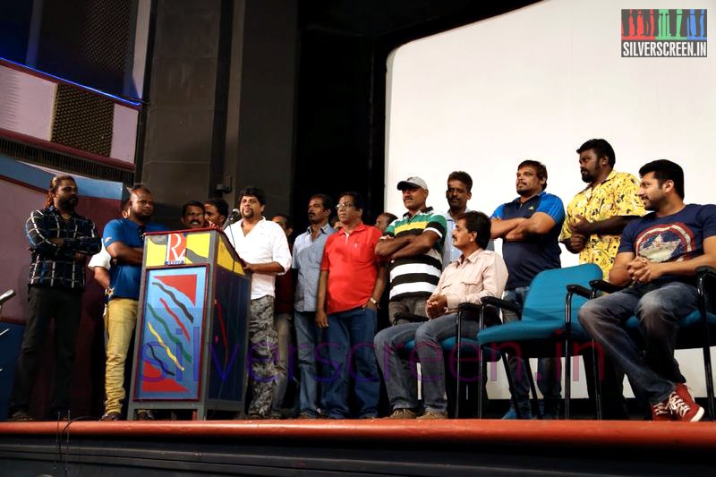 Actor Jayam Ravi, Director N Kalyanakrishnan; Srikanth Deva at Bhooloham Movie (Or Boologam) Press Meet
