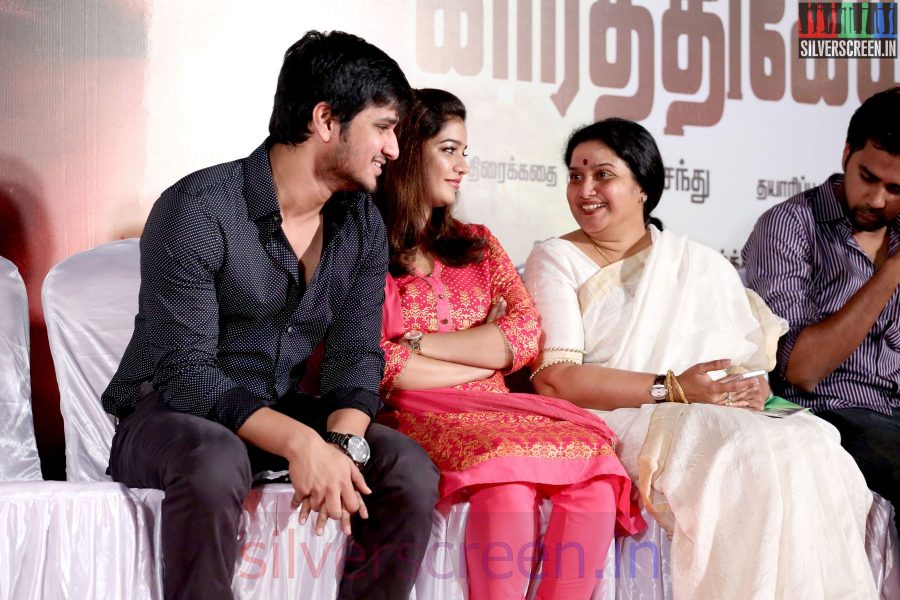 Actor Nikhil Siddharth and Swathi Reddy at the Karthikeyan Movie Audio Launch