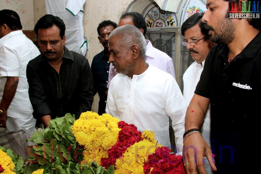 Music Director Ilaiyaraaja at Director Ramanarayanan's Funeral