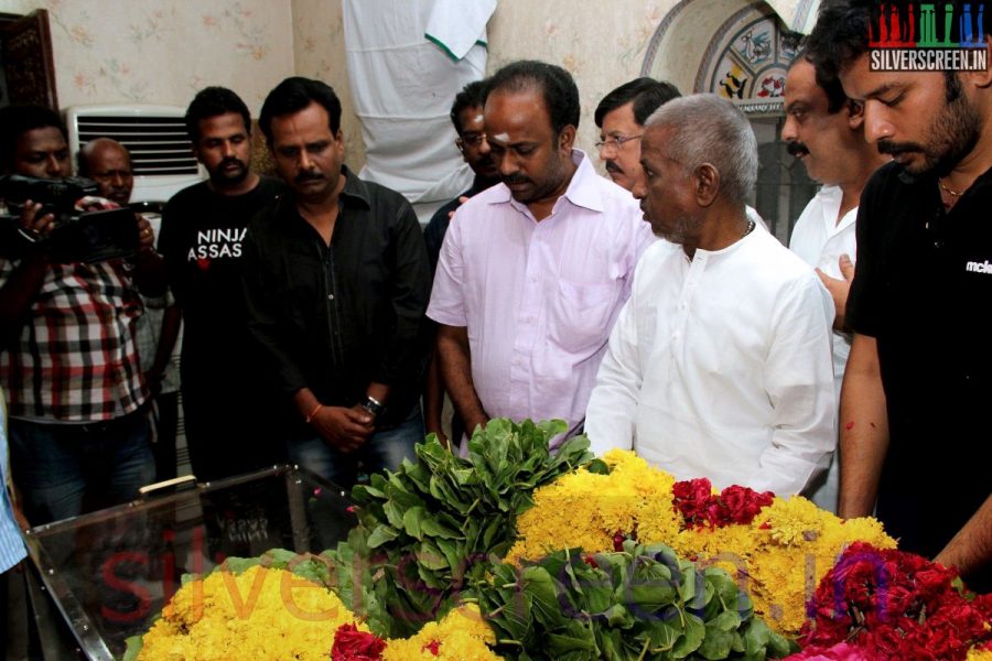 Music Director Ilaiyaraaja at Director Ramanarayanan's Funeral