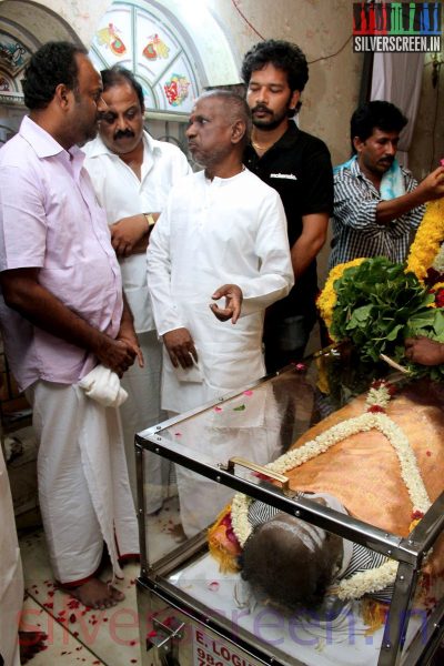 Music Director Ilaiyaraaja at Director Ramanarayanan's Funeral