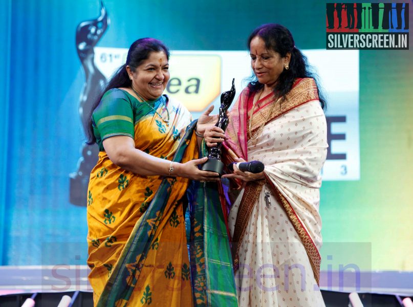 Singer Chithra and Vani Jairam at 61st Filmfare Awards 2014