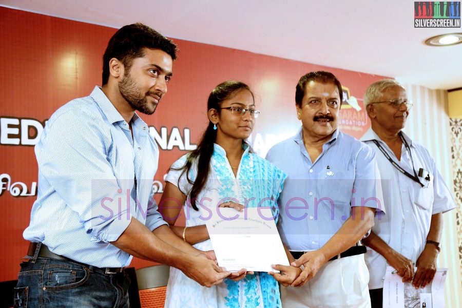 Actor Suriya and Sivakumar at the Agaram Event (Sivakumar Educational Trust)