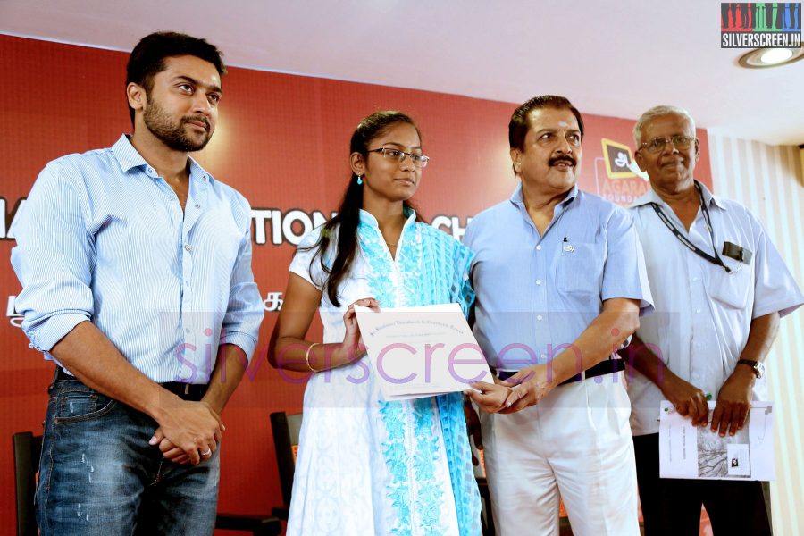 Actor Suriya and Sivakumar at the Agaram Event (Sivakumar Educational Trust)