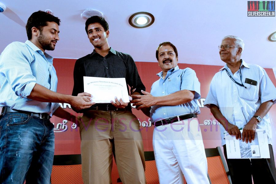 Actor Suriya and Sivakumar at the Agaram Event (Sivakumar Educational Trust)