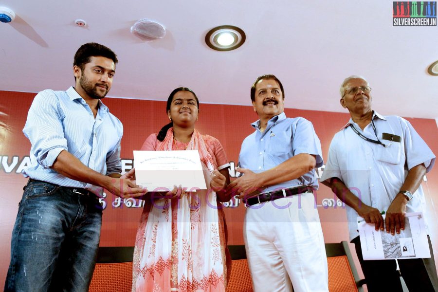 Actor Suriya and Sivakumar at the Agaram Event (Sivakumar Educational Trust)