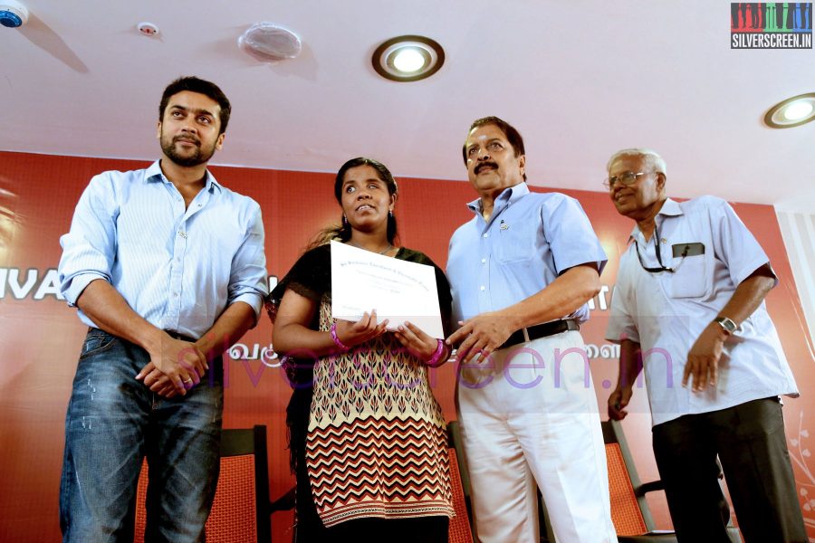 Actor Suriya and Sivakumar at the Agaram Event (Sivakumar Educational Trust)