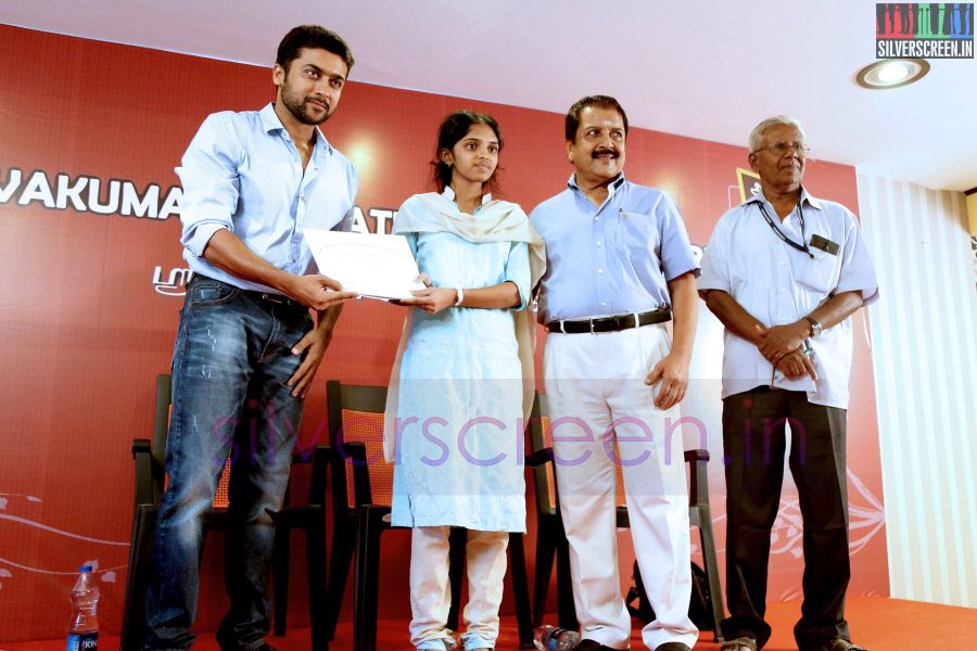 Actor Suriya and Sivakumar at the Agaram Event (Sivakumar Educational Trust)