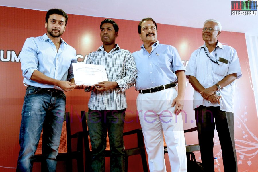 Actor Suriya and Sivakumar at the Agaram Event (Sivakumar Educational Trust)