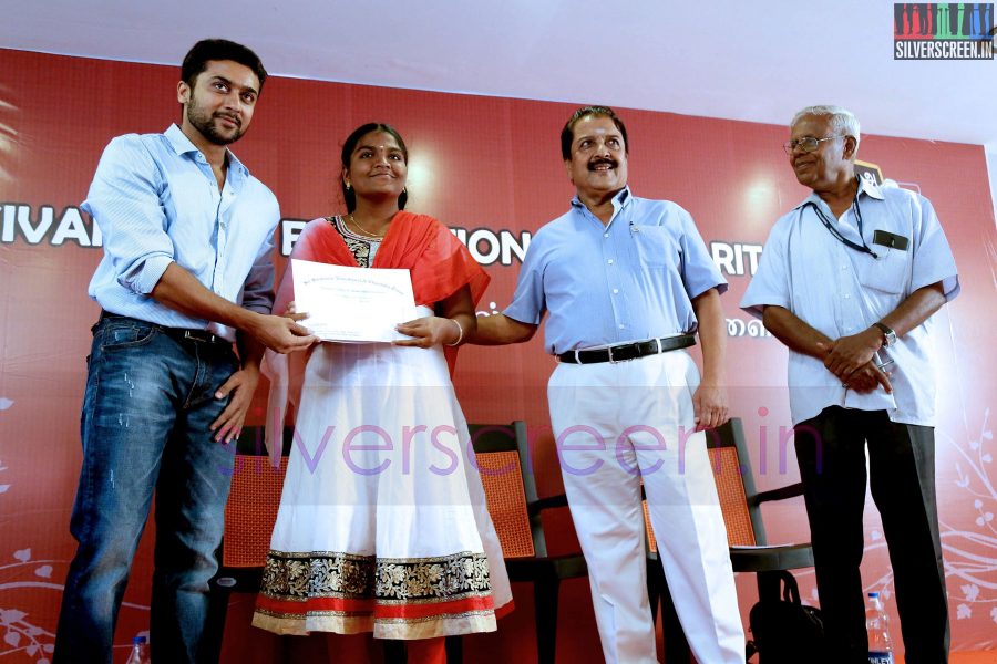 Actor Suriya and Sivakumar at the Agaram Event (Sivakumar Educational Trust)