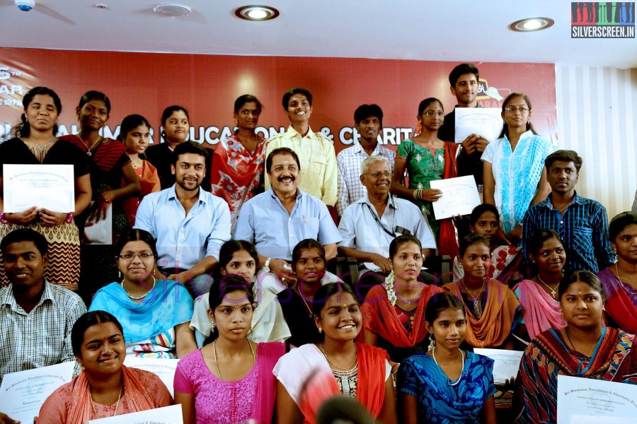 Actor Suriya and Sivakumar at the Agaram Event (Sivakumar Educational Trust)