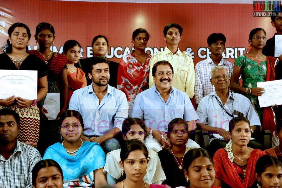 Actor Suriya and Sivakumar at the Agaram Event (Sivakumar Educational Trust)