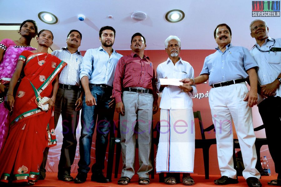 Actor Suriya and Sivakumar at the Agaram Event (Sivakumar Educational Trust)