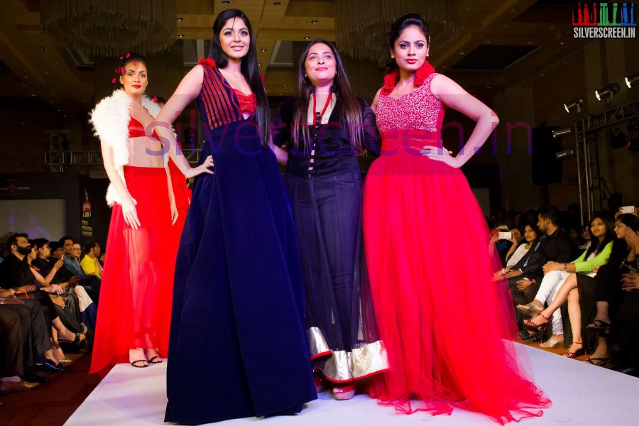 Actress Nandita and Sanam Shetty with designer Julie Verghese at Day Two (2) at CIFW 2014 Chennai International Fashion Week