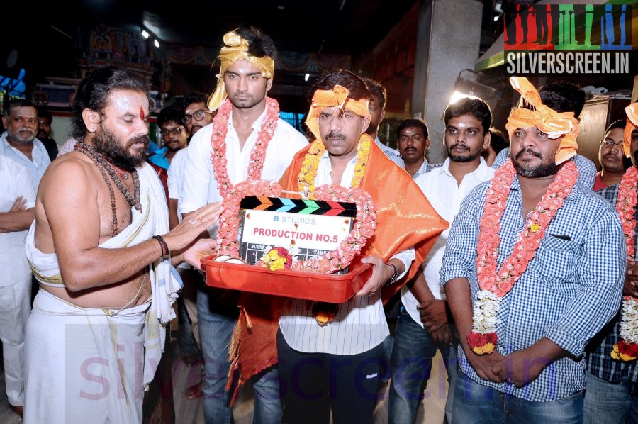 Director Sarkunam, Bala, Actor Atharvaa at Bala's B Studio's Production No.5 Pooja Stills