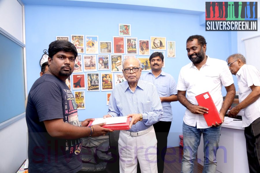 Director K Balachander and AP Shreethar at the launch of Sketchbook Productions