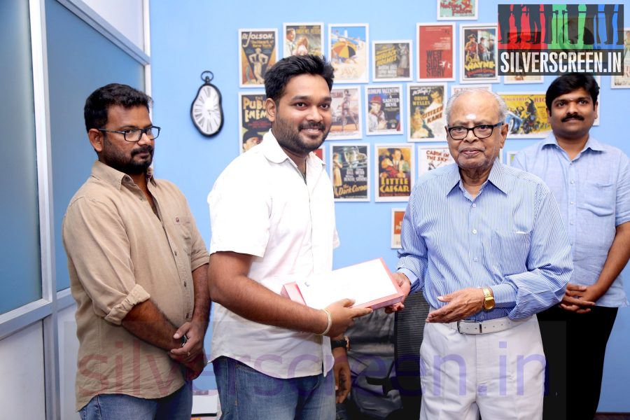 Director K Balachander and AP Shreethar at the launch of Sketchbook Productions