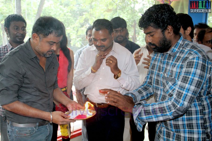 Director N Lingusamy and Nandha Periyasamy at Jigina Movie Launch (Or Movie Pooja) Event